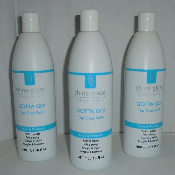China Glaze Treatment GOTTA GO Top Coat Refill 16oz Bottle x3 Seals & Protects - Picture 1 of 1